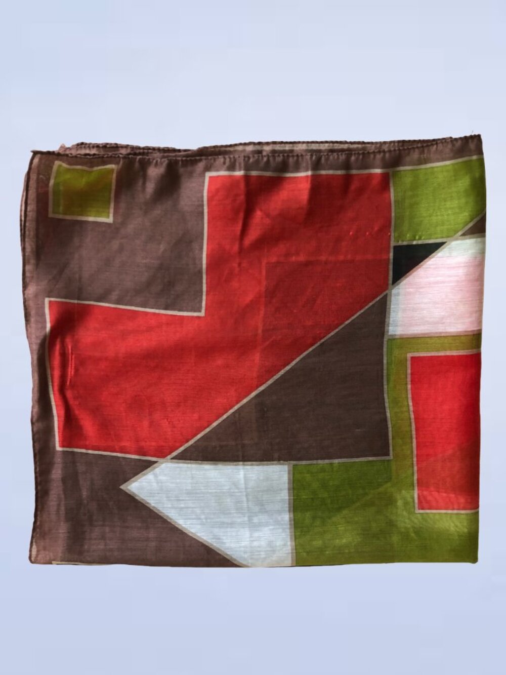 Vintage 70s Abstract Geometric Scarf Modernist Block Print